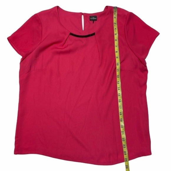 YOUR Sixth Sense Hot Pink Pleated Short Sleeve Top - Picture 6 of 10